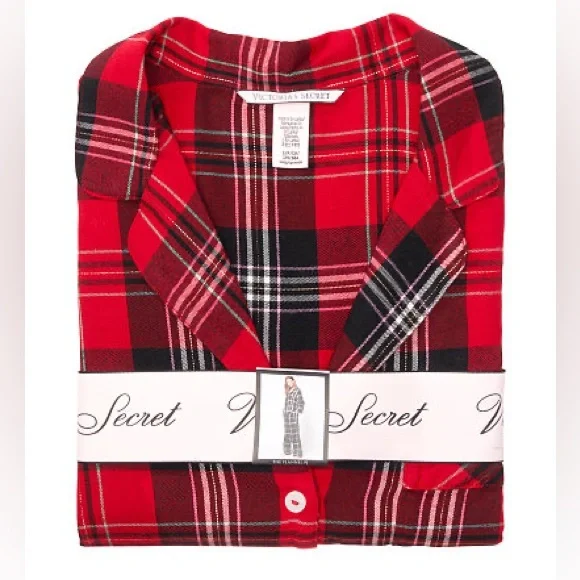 NWT Victoria's Secret Flannel Pajamas PJ Set Red Plaid - Picture 5 of 6